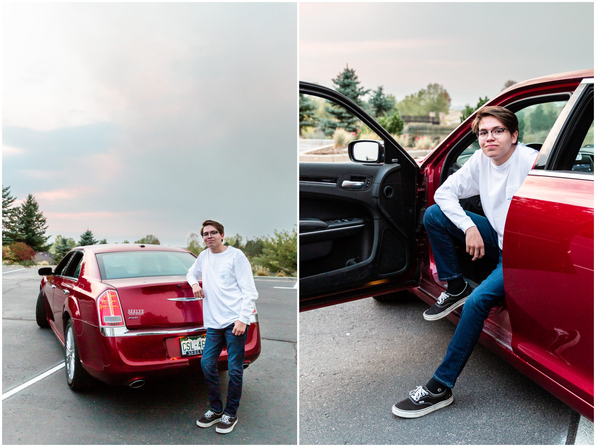 guys senior portraits with car