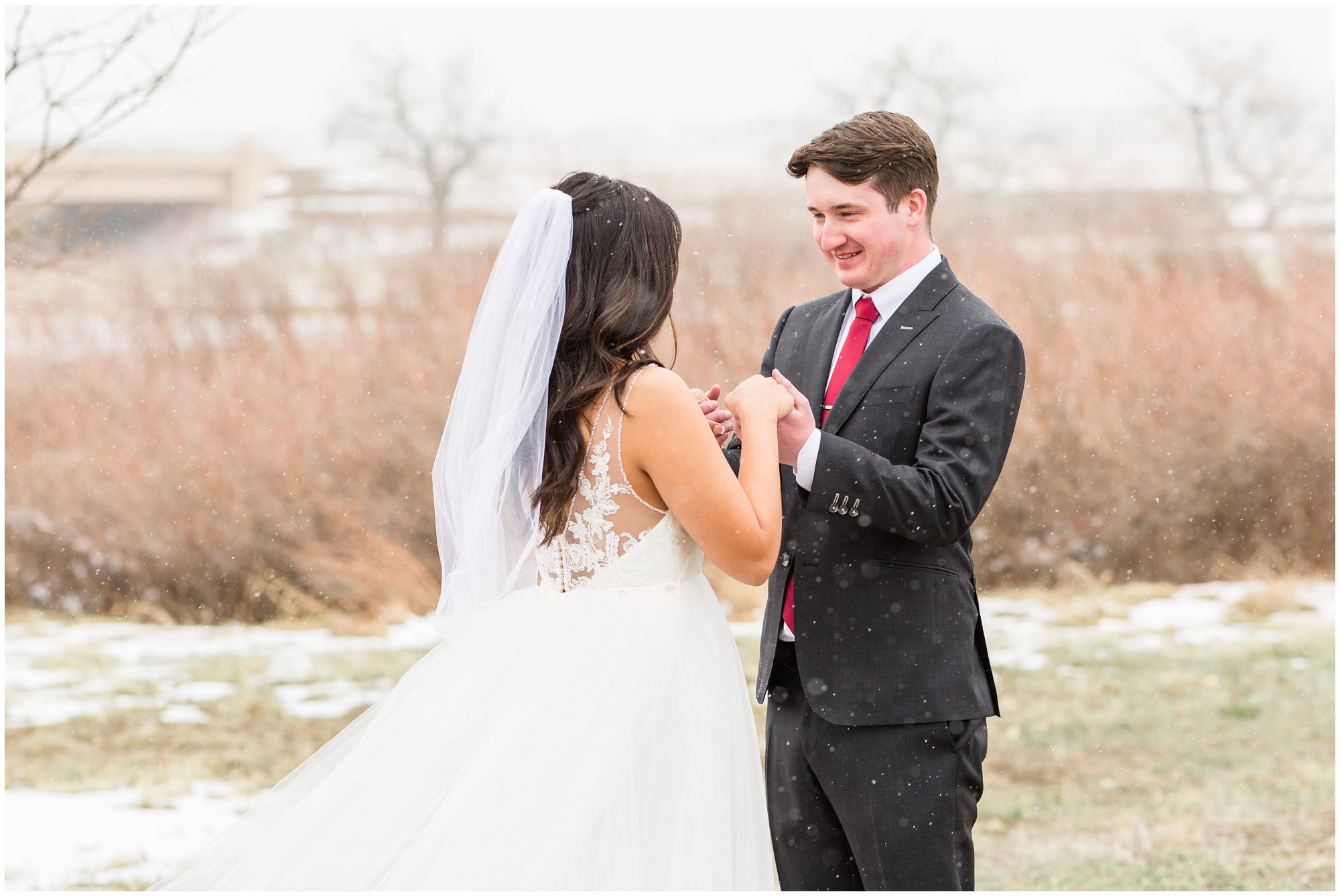 Wintery backyard wedding