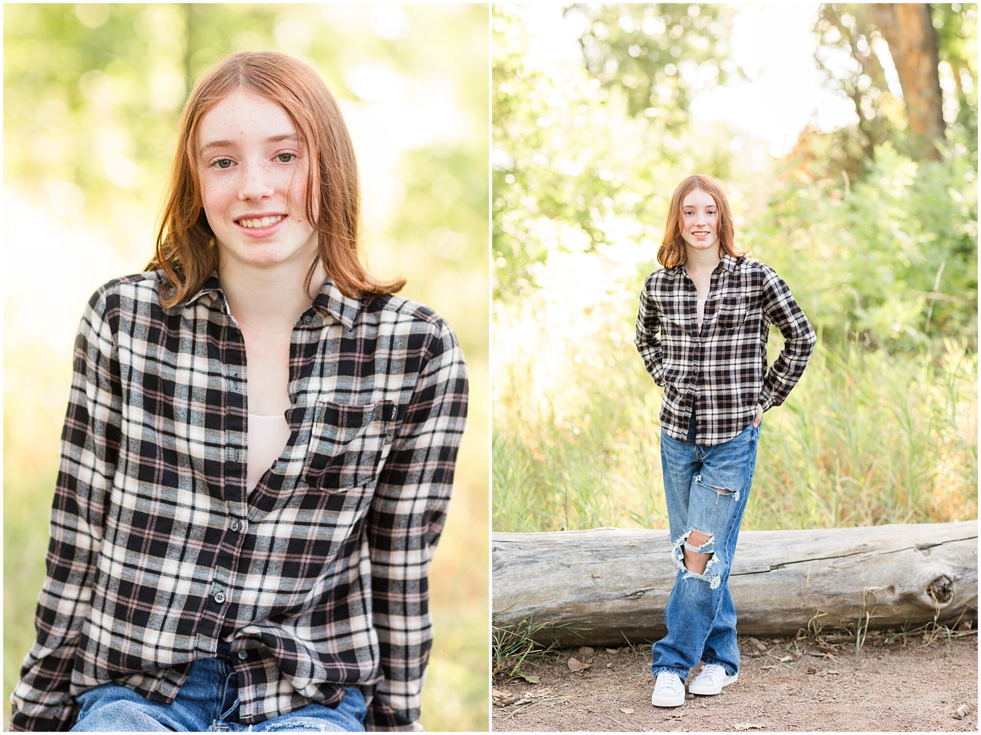 4-VH_Fall-Mini-Sessions_Erie-Family-Photography_091723-0447 Siblings standing close together and laughing during their family session in Boulder.